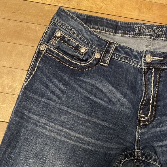 Miss Me Jeans Women’s Size 32 Mid Rise Skinny Embroidered Denim Stretch - Picture 7 of 16